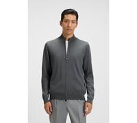 BOSS Cárdigan de lana virgen con cremallera y logo bordado - StyleBalonso-L, 50476347 Gris S
