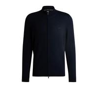 BOSS Balonso-L - Cárdigan con cremallera para hombre, lana virgen con logotipo bordado, azul, M