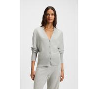 BOSS Cárdigan relaxed fit de cashmere con ribetes de canalé - StyleFuvrona, 50548814 Gris claro XL