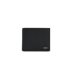 BOSS Cartera de dos pliegues en piel granulada con letras del logo metálicas - StyleNew Crosstown_Trif., 50529505 Negro pcs.