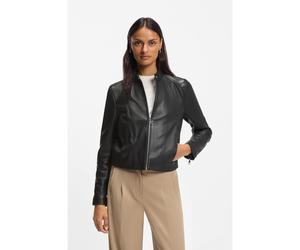 BOSS Cazadora biker de piel suave con cuello alzado - StyleC_Saleste1, 50545625 Negro 42