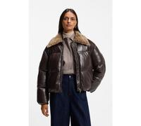 BOSS Cazadora bomber de piel sintética con cuello de peluche - StylePecool, 50567429 Marrón 38