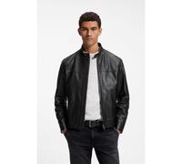 BOSS Cazadora de piel slim fit con detalles biker - StyleJoslay1, 50566585 Negro 54