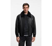 BOSS Cazadora relaxed fit estilo aviador en piel con textura - StyleJopeak, 50566594 Negro 46