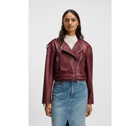 BOSS Chaqueta biker corta de piel granulada - StyleC_Sadora, 50543026 Rojo oscuro 36