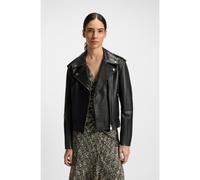 BOSS Chaqueta biker de piel granulada con cremalleras y tachuelas - StyleC_Sandy, 50541769 Negro 34