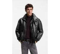 BOSS Chaqueta bomber de piel acolchada con bolsillos con solapa - StyleJolights, 50566593 Negro 48