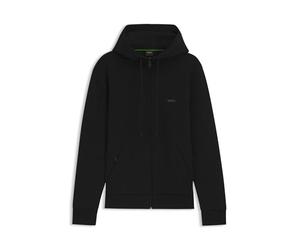 Boss Chaqueta con Capucha Saggy para Hombre con Cremallera de algodón elástico con Logotipo Impreso, Negro1, XL