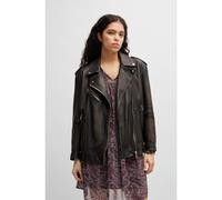 BOSS Chaqueta de piel con forro de la marca y cremallera - StyleC_Sakori, 50518138 Marrón oscuro 36