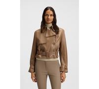 BOSS Chaqueta de piel estilo gabardina con cinturón anudado - StyleSatela, 50541289 Marrón 34