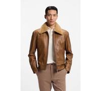 BOSS Chaqueta guateada de piel de napa con cuello de borreguillo extraíble - StyleL-Mury, 50548620 Marrón 58