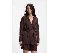 BOSS Chaqueta regular fit sin cuello y con cintura con cordón - StyleJASIANATI, 50568325 Marrón oscuro 36