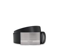 BOSS Cinturón de piel fabricado en Italia con hebilla de placa grabada - StyleBaxton_Sz35, 50480955 Negro 85