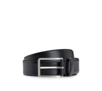 BOSS Cinturón de piel italiana con herrajes plateados cepillados - StyleErman-L_Sz35, 50491834 Negro 80