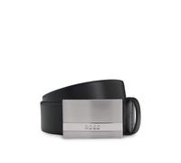BOSS Cinturón de piel italiana con logo grabado en la hebilla con placa - StyleBaxton_Sz35, 50480955 Negro 85