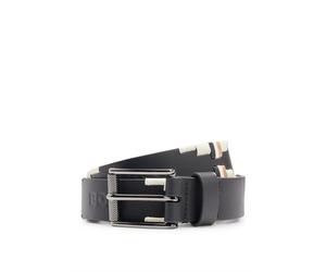 BOSS Cinturón de piel para equitación con rayas de la marca bordadas a mano - StylePOLO BELT SIGNATURE BLACK, B1G2201 Negro 70