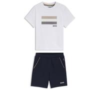 BOSS Conjunto de camiseta y shorts para niños con detalles de rayas de la marca - StyleJ52847/84902A, J52847 Azul oscuro 74