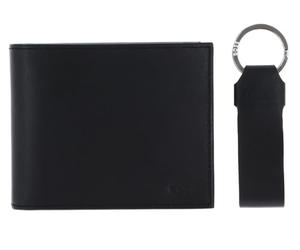 BOSS Cuero Monedero Llavero Gift Set Trifold Wallet/Keyring Black Negro