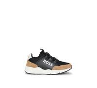 BOSS Deportivas para niños en piel y malla con logo estampado - StyleJ51314/26935, J51314 Negro 30