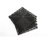 Boss Detail Azulejo modular para suelo de garaje, PVC suave entrelazado, 12 x 12 pulgadas, piso de patio y piscina, tapetes de drenaje entrelazados para exteriores e interiores (5, negro) TL05
