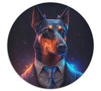 Boss Doberman - Rompecabezas Redondo de 1000 Piezas para Adultos, Ideal para Adolescentes y decoración del hogar, 67,5 x 67,5 cm