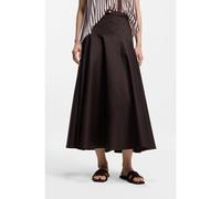 BOSS Falda evasé en algodón elástico con cinturón - StyleVusola, 50558300 Marrón oscuro 36