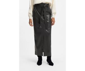 BOSS Falda lápiz larga de piel sintética con cinturón anudado - StyleC_Vacaro, 50552363 Gris oscuro 38