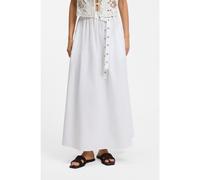 BOSS Falda maxi en popelín de algodón con cinturón calado - StyleC_Vidol, 50559088 Blanco 38