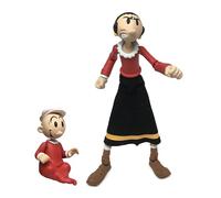 Boss Fight Studio Olive OYL Popeye Classics Wave 1 Action Figure - Highly Articulated Figurine with Accessories Including Swee’ Pea, Fabric Skirt, Alternate Heads and Hand, and Removable Hat - 1:12