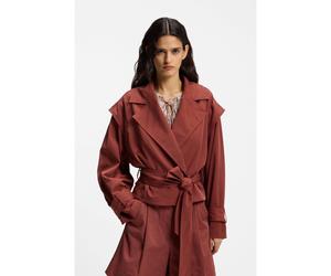 BOSS Gabardina corta con cinturón - StyleC_Jophelia, 50556385 Rojo oscuro 40