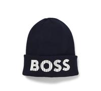 BOSS Gorro de punto de algodón para niños con logo de efecto de goma - StyleJ51564/849T3, J51564 Azul oscuro 58