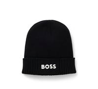 BOSS Gorro de punto de algodón y lana virgen con detalle de logo - StyleAsic_Beanie-X, 50499423 Negro pcs.