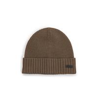 BOSS Gorro de punto en lana virgen con placa con logo - StyleFati, 50495306 Verde oscuro pcs.