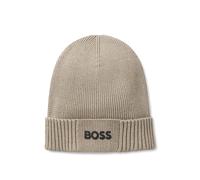BOSS Gorro de punto en mezcla de algodón con logo estampado de goma - StyleAsic_Beanie-X, 50499423 Beige pcs.