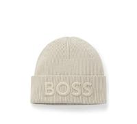 BOSS Gorro de punto en mezcla de lana con logo bordado - StyleAfox_R, 50522449 Beige claro pcs.