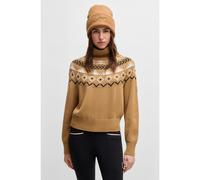 BOSS Gorro de punto para equitación en canalé con logo bordado - StyleBEANIE HIGH CUFF CAMEL, B6U1603 Marrón pcs.