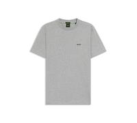 BOSS Hombres Camiseta Regular de Algodón Stretch con Logo Contrastant, Plata 042, L