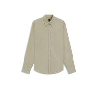 BOSS Hombres Relegant 6 Camisa Regular de Popelina de Algodón, Verde Abierto370, M