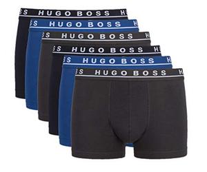 BOSS Hugo Calzoncillos bóxer para hombre, paquete de 6 unidades, elásticos, colores a elegir (2 paquetes de 3 unidades), Gris - Azul - Azul Oscuro - Blanco, XL