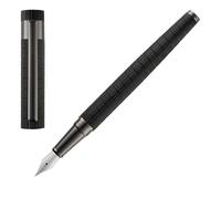 BOSS HUGO Loop Bauhaus Black Exclusiva pluma estilográfica de aluminio y latón - Instrumento de escritura de alta calidad en embalaje de regalo - Diseño ergonómico y flujo de tinta preciso