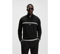 BOSS Jersey de algodón con cuello con cremallera y detalles de rayas - StyleK_Zone QZ, 50541963 Negro M
