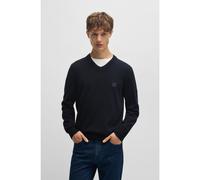 BOSS Jersey de algodón y cashmere con cuello en pico y parche de logo - StyleKanovano_V_S, 50534120 Azul oscuro XXL