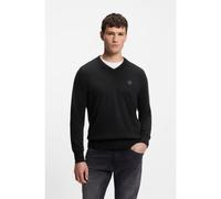 BOSS Jersey de algodón y cashmere con cuello en pico y parche de logo - StyleKanovano_V_S, 50534120 Negro M