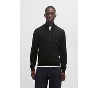 BOSS Jersey de algodón y cashmere con parche de logo y cuello con cremallera - StyleKanobix_S, 50527585 Negro S