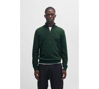BOSS Jersey de algodón y cashmere con parche de logo y cuello con cremallera - StyleKanobix_S, 50527585 Verde oscuro M