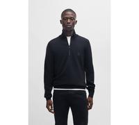 BOSS Jersey de algodón y cashmere con parche de logo y cuello con cremallera - StyleKanobix_S, 50527585 Azul oscuro L