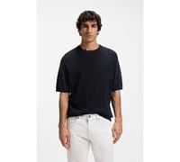 BOSS Jersey de algodón y lino con estructuras de canalé y de punto de arroz - StyleKajordino, 50558718 Azul oscuro XL