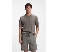 BOSS Jersey de algodón y lino con estructuras de canalé y de punto de arroz - StyleKajordino, 50558718 Gris L