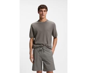 BOSS Jersey de algodón y lino con estructuras de canalé y de punto de arroz - StyleKajordino, 50558718 Gris M