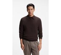 BOSS Jersey de cashmere estructurado con cuello Johnny - StyleL-Filo, 50570772 Marrón oscuro XL